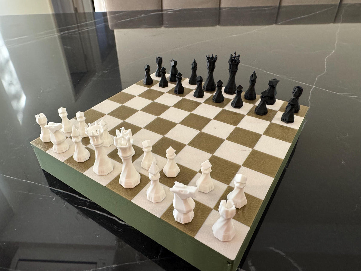 Compact Travel Chess and Checkers Set: 3D Printed Storage - Gift Ready