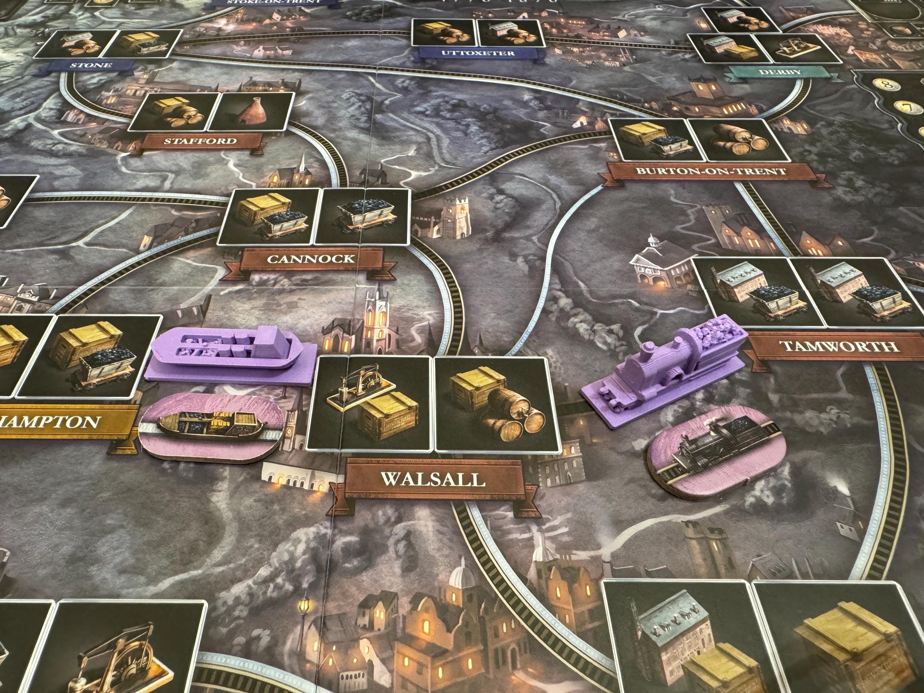 3D-Printed Game Pieces: Brass Birmingham Upgrade - Trains & Boats