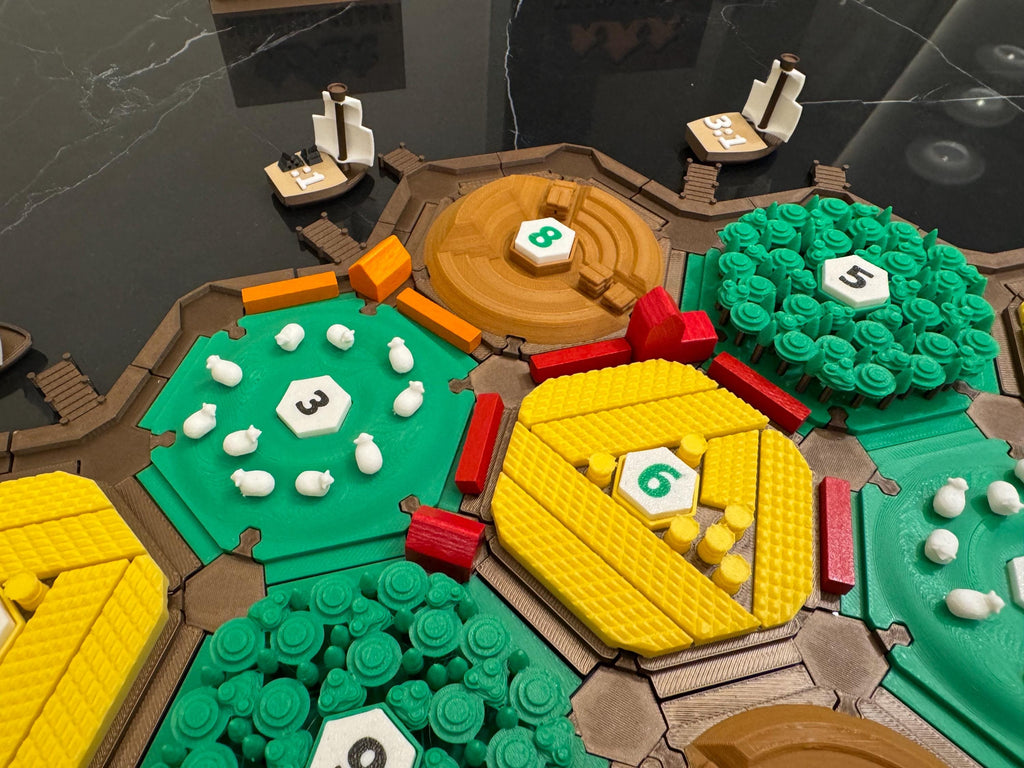 3D-Printed Catan Board Replacement Set: Modular Field Tiles & Joints