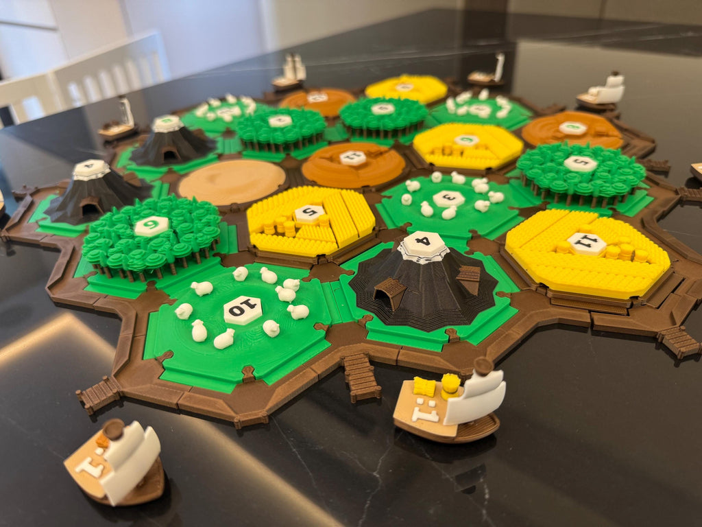 3D-Printed Catan Board Replacement Set: Modular Field Tiles & Joints