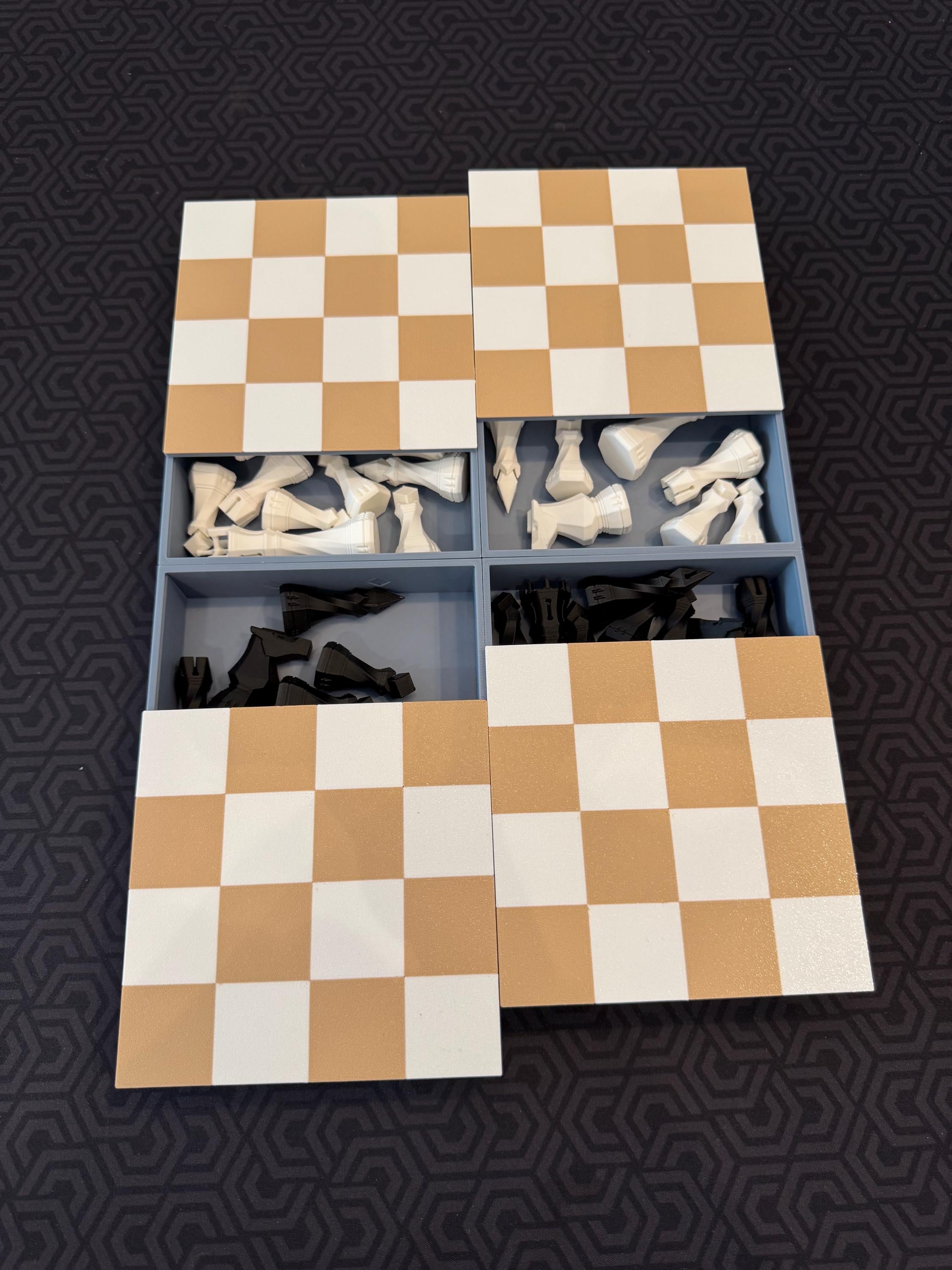 3D Printed Modular Chess Set: Compact Game with Storage