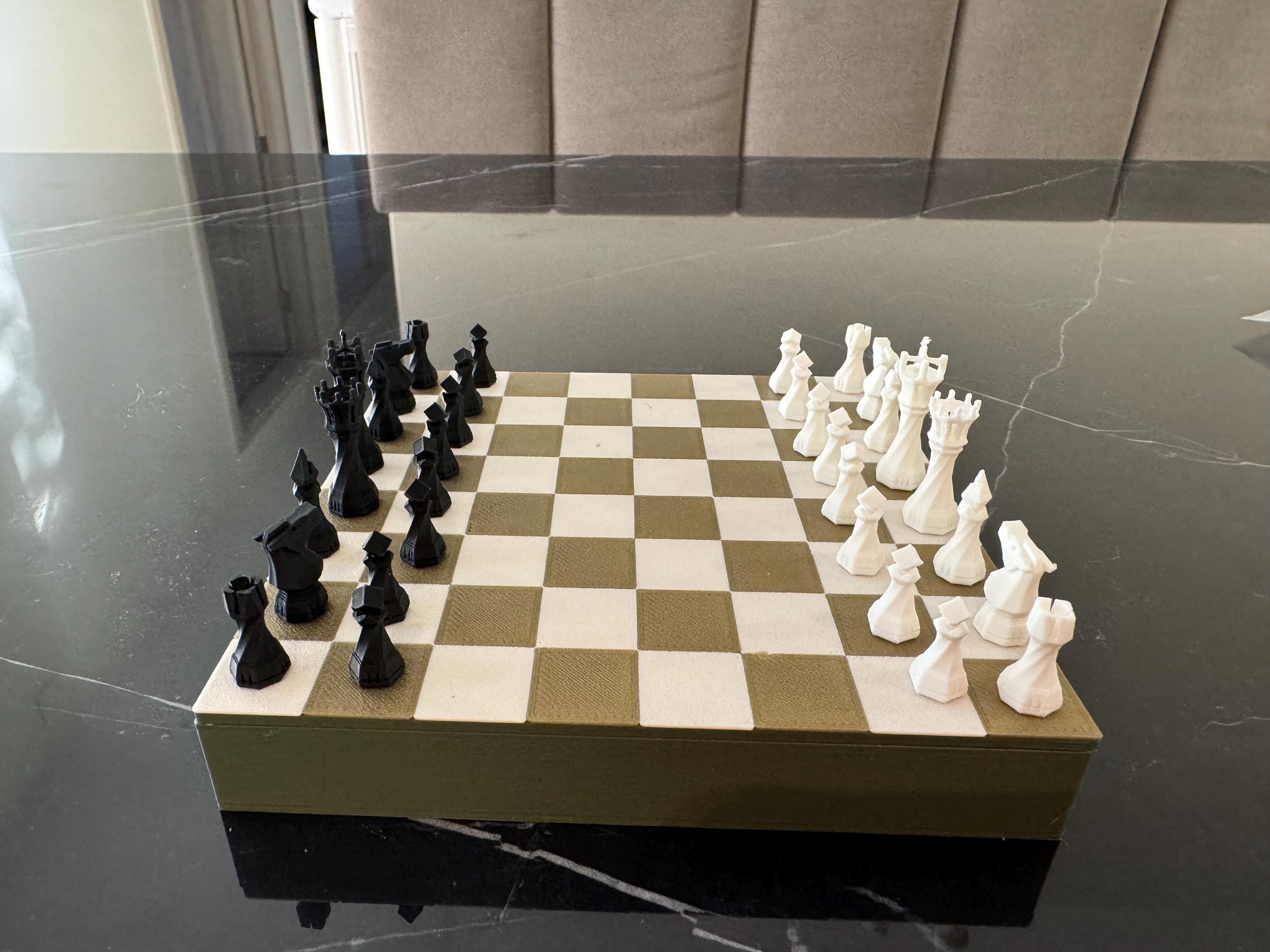 Compact Travel Chess and Checkers Set: 3D Printed Storage - Gift Ready