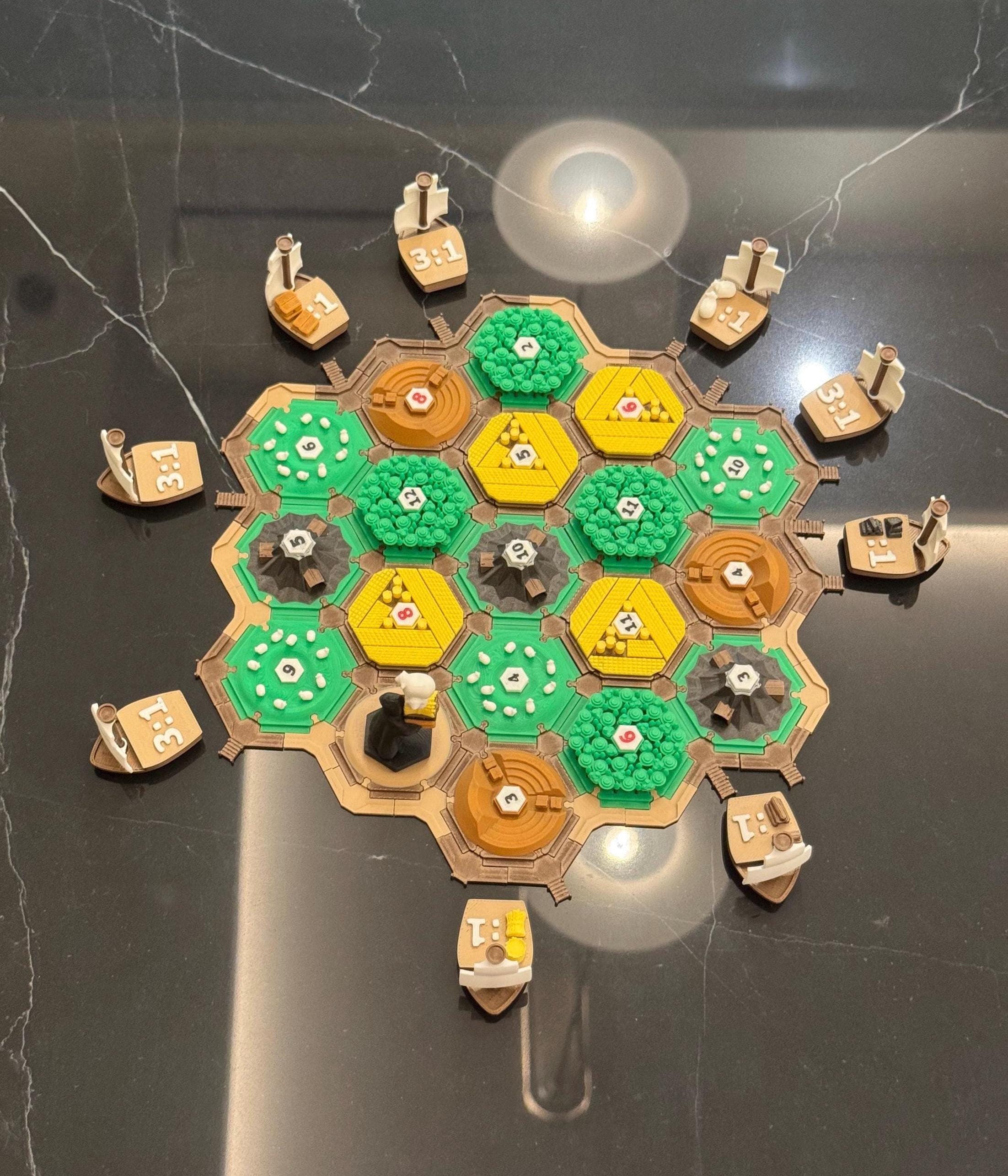 Mini Catan – Travel-Sized Board Replacement Set | 3D-Printed | Compact and Lightweight | Modular, Durable, Custom Board
