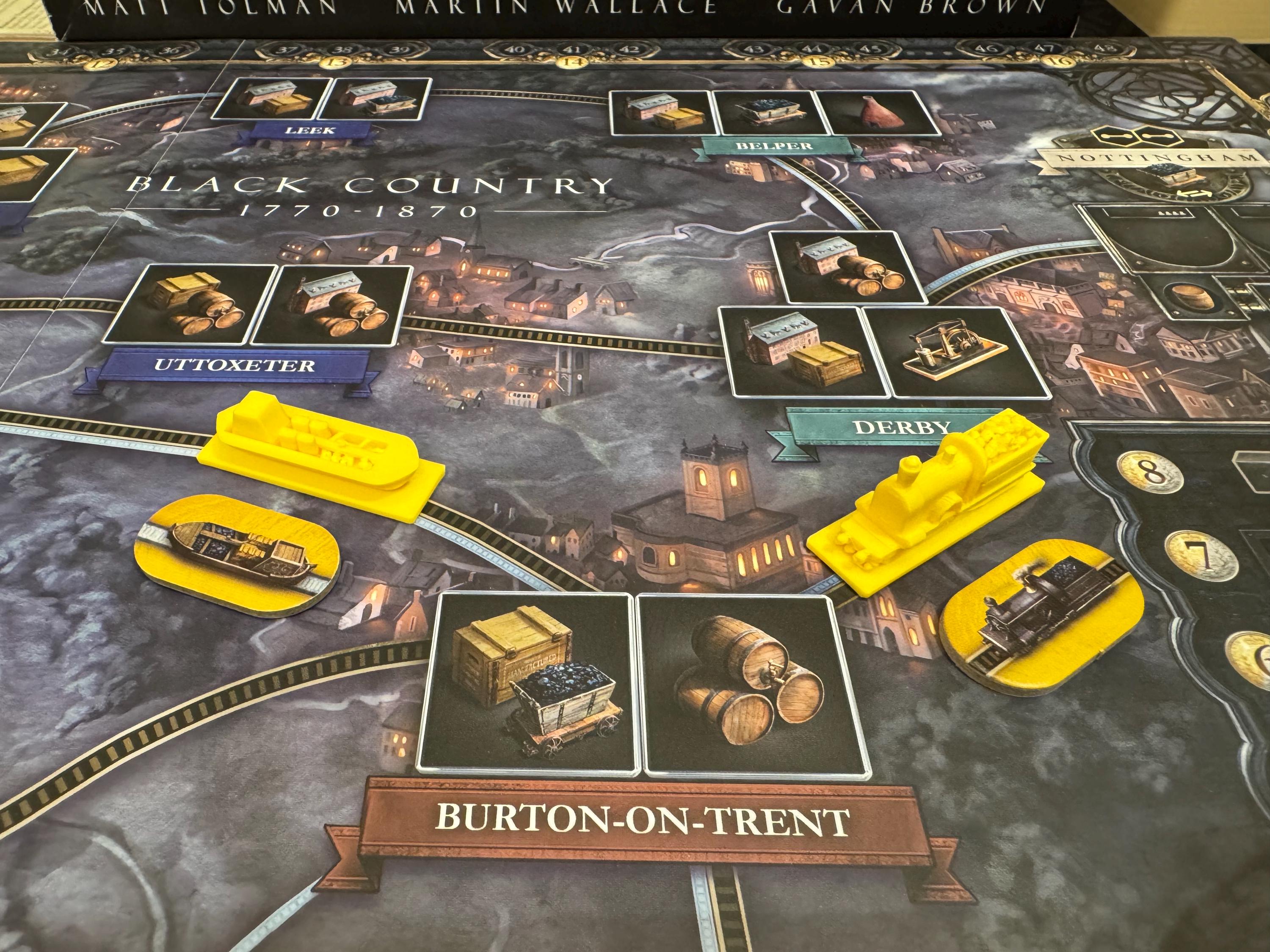 3D-Printed Game Pieces: Brass Birmingham Upgrade - Trains & Boats