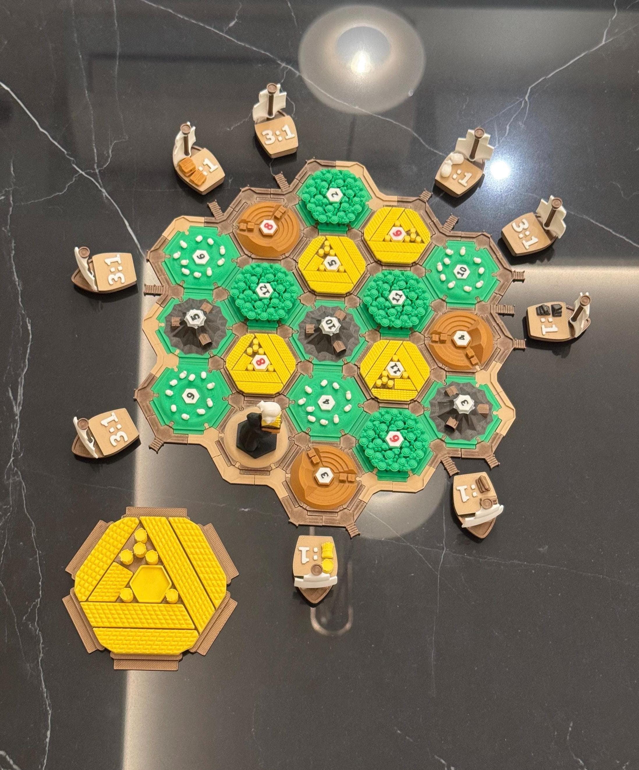 Mini Catan – Travel-Sized Board Replacement Set | 3D-Printed | Compact and Lightweight | Modular, Durable, Custom Board