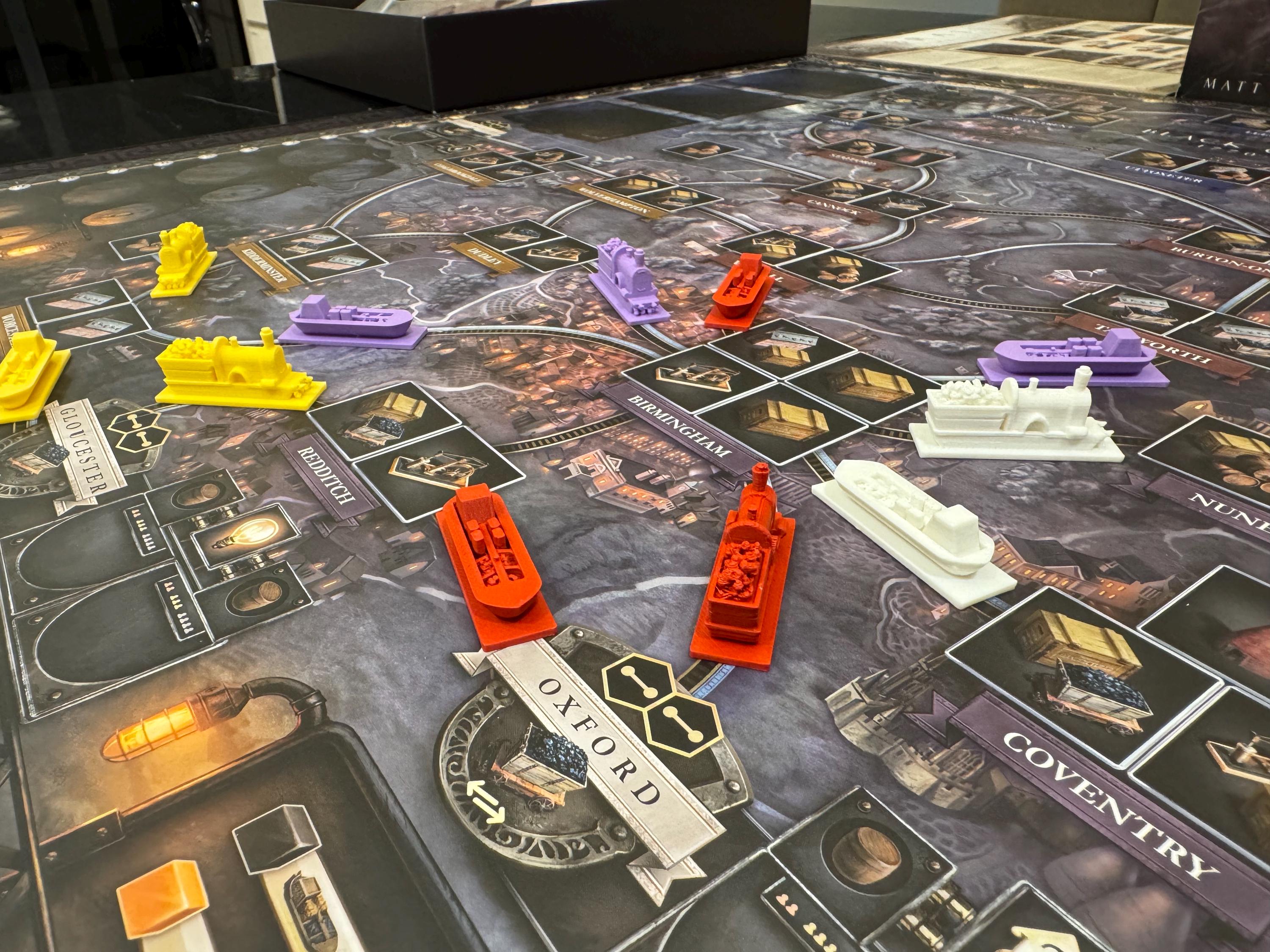 3D-Printed Game Pieces: Brass Birmingham Upgrade - Trains & Boats