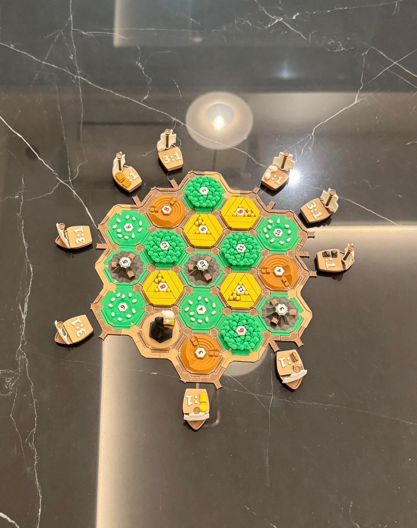 Mini Catan – Travel-Sized Board Replacement Set | 3D-Printed | Compact and Lightweight | Modular, Durable, Custom Board